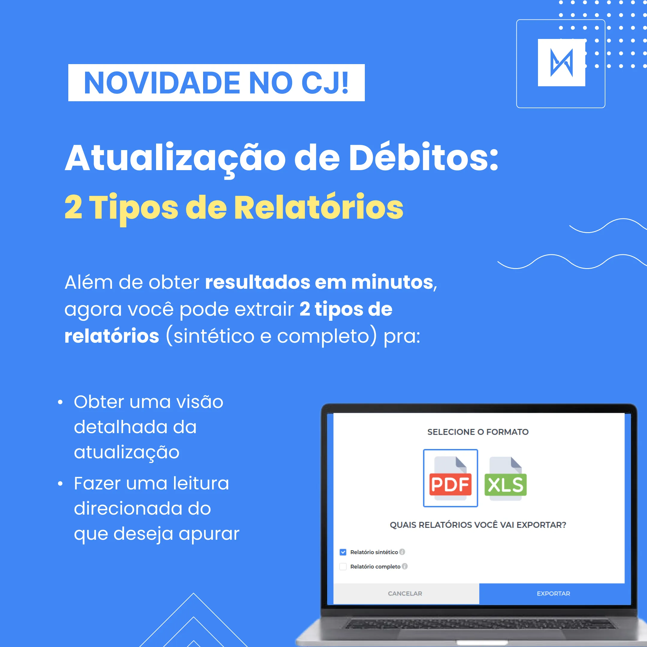 2 tipos de relatórios na Atualização de Débitos