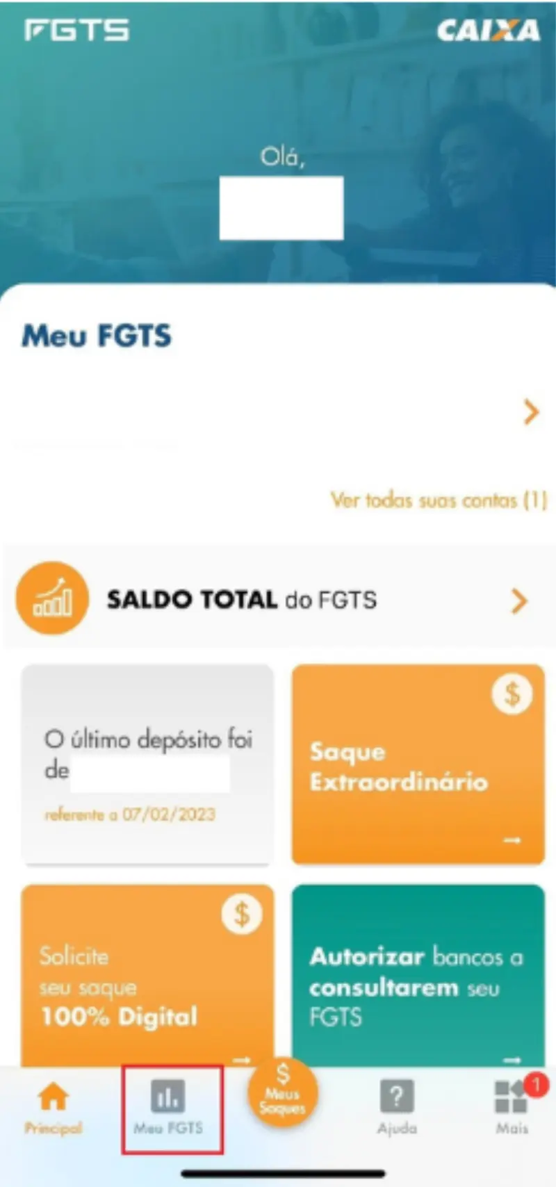 Página inicial app FGTS