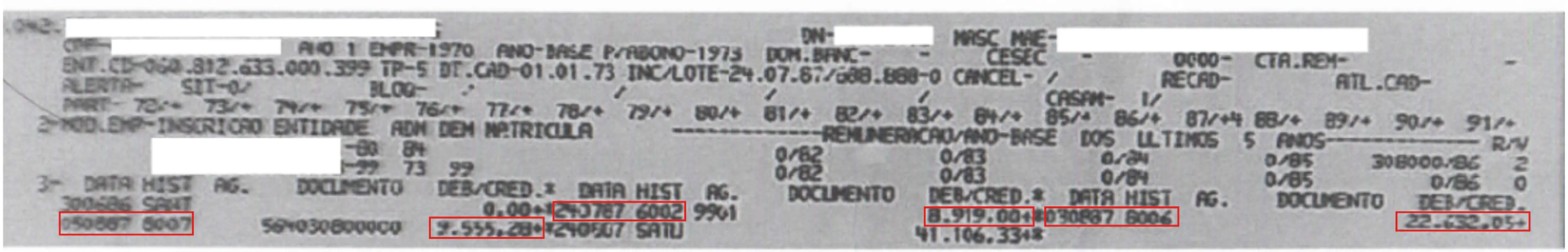 Rubricas repetidas nas microfichas