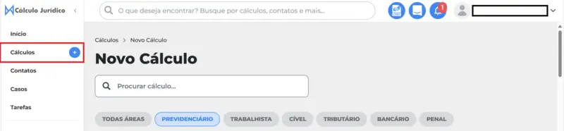 Página Inicial Cálculo Jurídico Cálculos