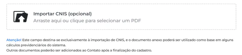 Página Cálculo Jurídico Importar Cnis