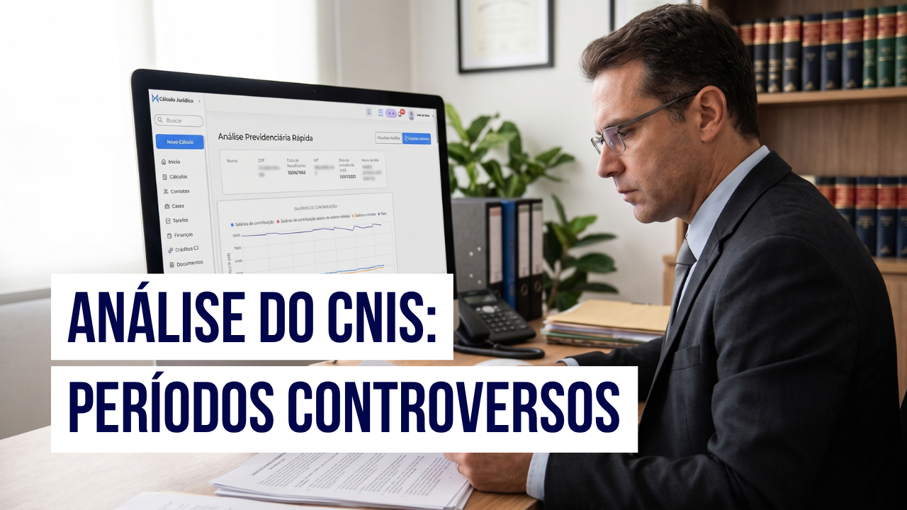 Capa do Artigo Período controverso no CNIS: como identificar, comprovar e evitar prejuízos no benefício do Cálculo Jurídico para Advogados