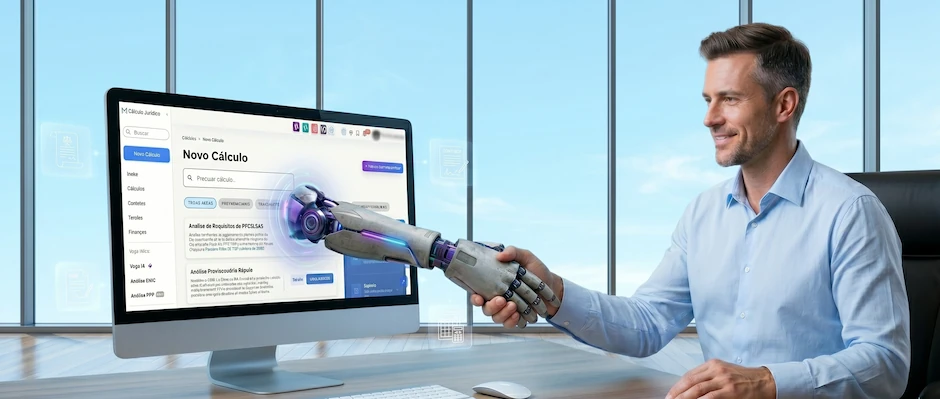 Interface da inteligência artificial jurídica do Cálculo Jurídico