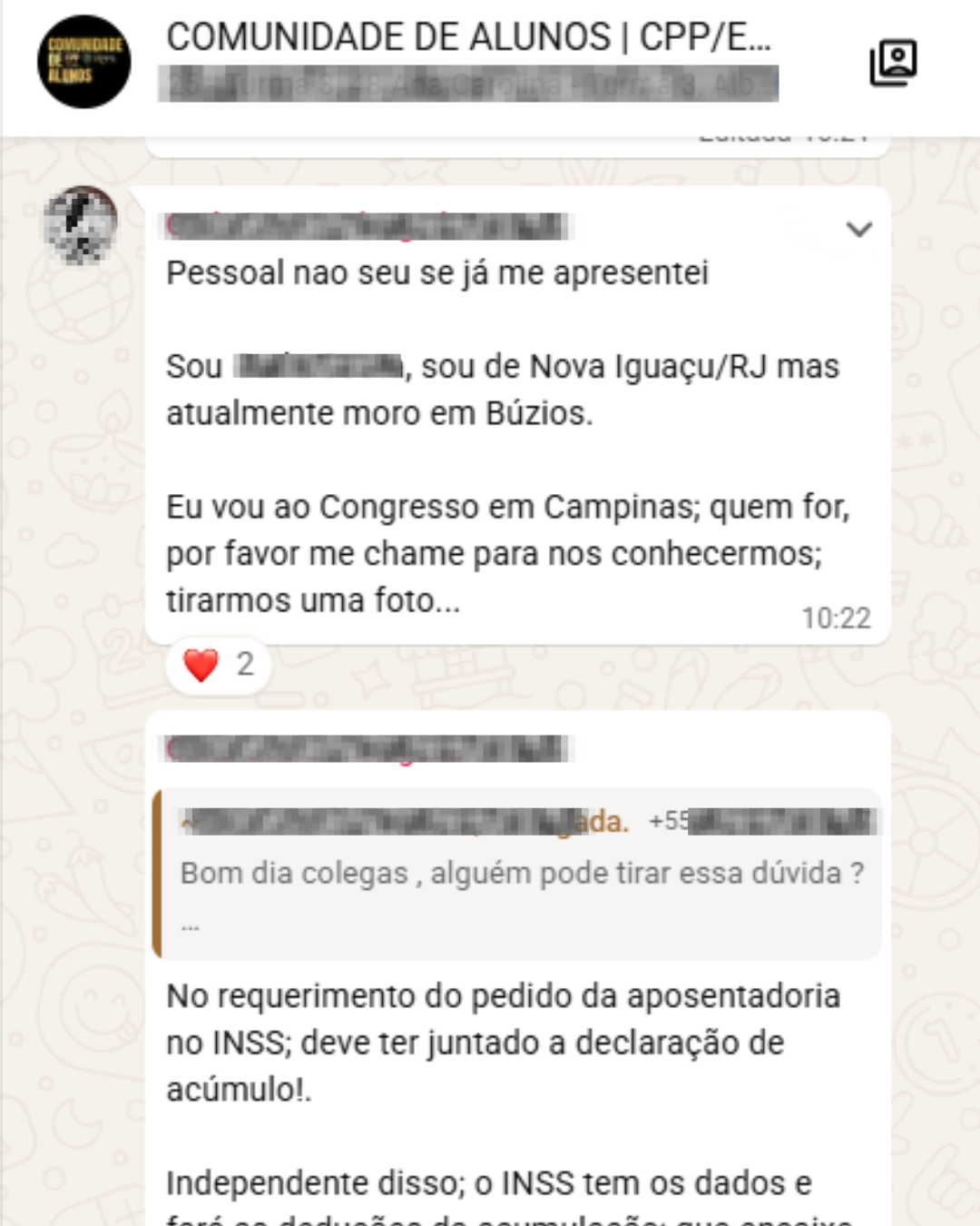 Depoimento de aluno da Comunidade RPPS