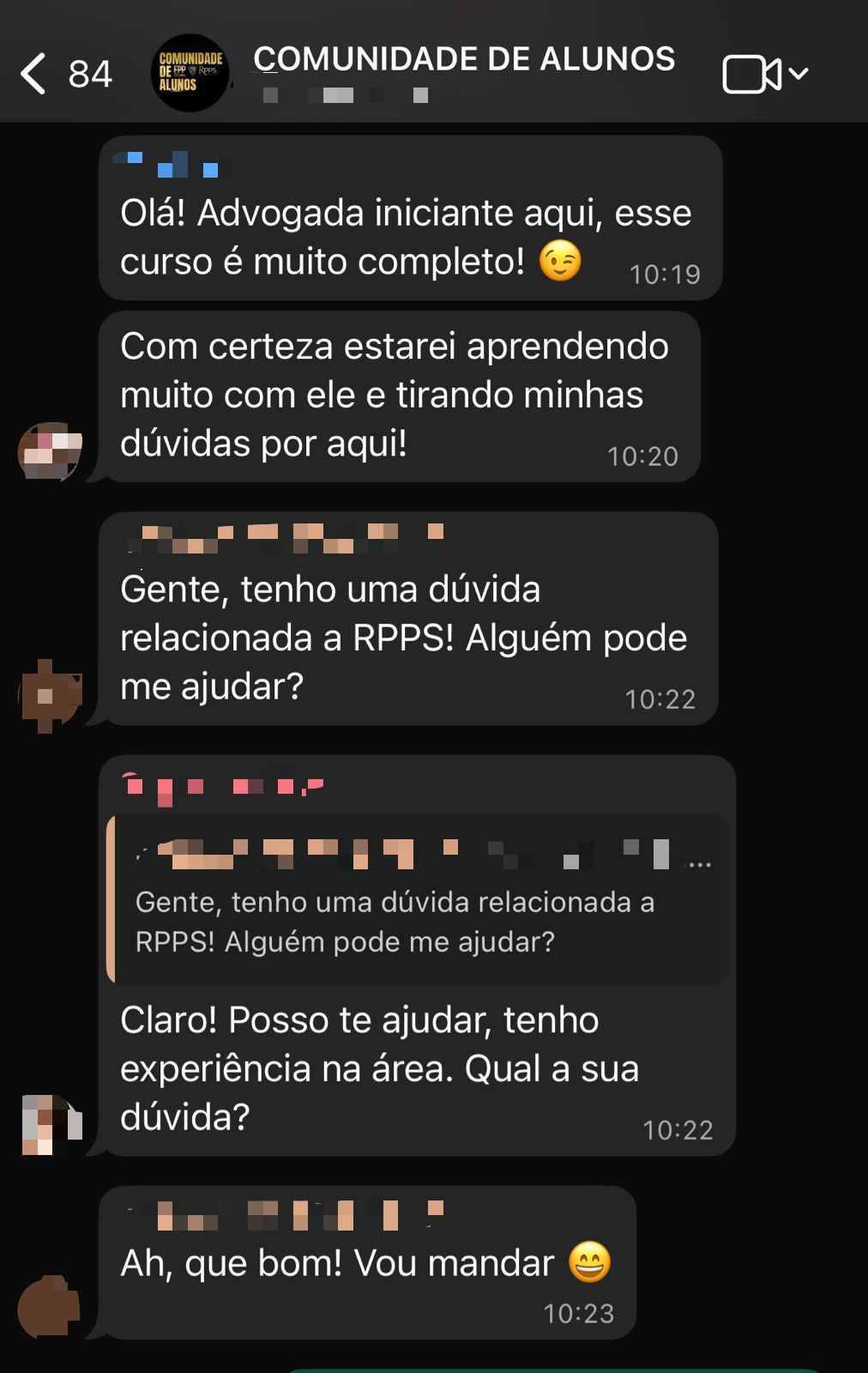 Depoimento de aluno da Comunidade RPPS