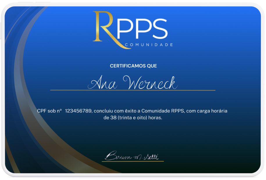 Tela com o certificado da Comunidade RPPS