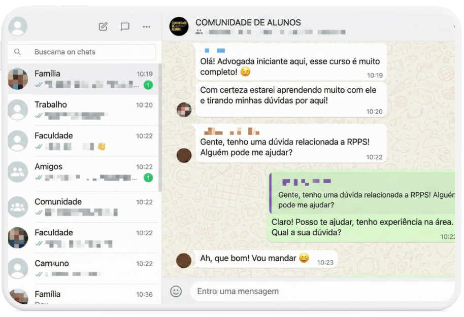 Tela de troca de mensagens da Comunidade RPPS